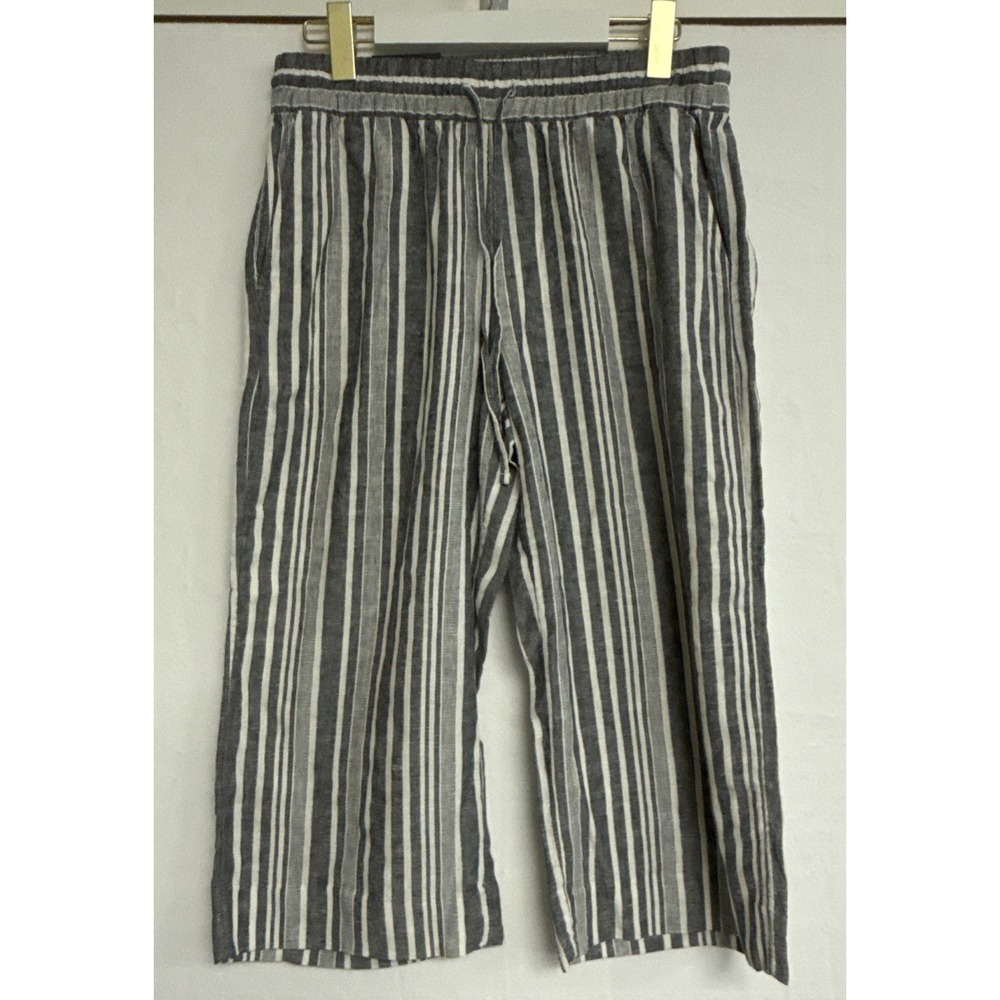 BANANA REPUBLIC Factory Wide Leg High Rise Drawstring Striped Cropped PANTS SP
